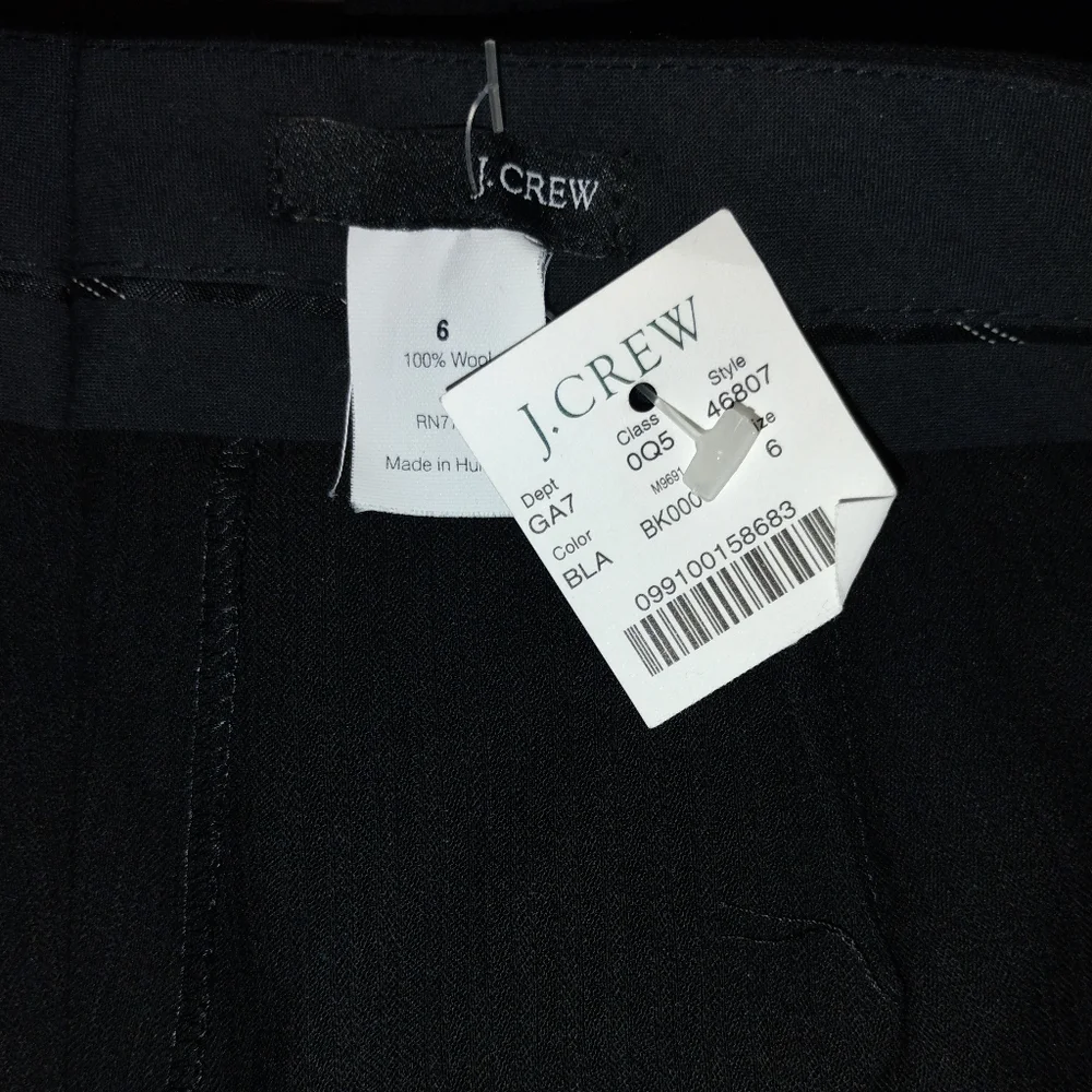J. Crew Black Tonal Striped Wool Straight Leg Pants Sz 6 NWT